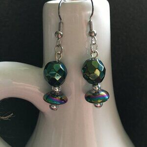 Peacock Beaded Dangle Earrings